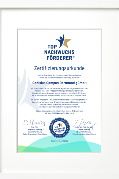 Urkunde Canisius_TOP Nachwuchsförderer